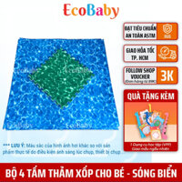 Bộ 4 Tấm Thảm Xốp Lót Sàn, Thảm Chơi An Toàn Cho Bé Hình Sóng Biển - 60x60cm - EcoBaby