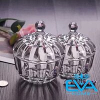 Bộ 4 Thố Mứt Thuỷ Tinh Pha Lê Bí Sọc Nhỏ  Sang Trọng / Thố Mứt Tết Sọc Bầu Deli TG2030-1 M3575