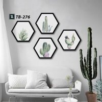 Bộ 4 Tranh Canvas Lục Giác Castus Paint TB-276