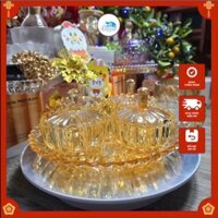 Bộ 4 và 6 Thố Thuỷ Tinh Đựng Mứt Tết Hũ Thuỷ Tinh Pha Lê Đựng Bánh Kẹo Kèm Khay Thủy Tinh