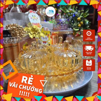 Bộ 4 và 6 Thố Thuỷ Tinh Đựng Mứt Tết Hũ Thuỷ Tinh Ca Sỹ Pha Lê Đựng đồ ngọt Kèm Khay Thủy Tinh