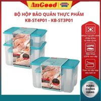 Bộ 4 và bộ 3 hộp đựng thực phẩm BIOZONE KB-ST4P01 KB-ST3P01, bảo quản trong tủ lạnh nhiều kích cỡ có nắp đậy kín