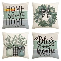 Bộ 4 Vỏ Gối Mùa Xuân Trang Trí Mùa Xuân Bạch Đàn Trang Trại Ném Gối Đệm 18 X 18 Cho Ghế