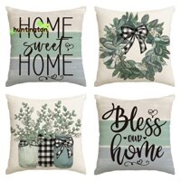 Bộ 4 Vỏ Gối Mùa Xuân Trang Trí Mùa Xuân Bạch Đàn Trang Trại Ném Gối Đệm 18 X 18 Cho Ghế