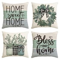 Bộ 4 Vỏ Gối Mùa Xuân Trang Trí Mùa Xuân Bạch Đàn Trang Trại Ném Gối Đệm 18 X 18 Cho Ghế