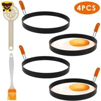 Bộ 4 Vòng Ốp La Và Cọ Phết Dầu Bằng Thép Không Gỉ Tách Lòng Đỏ Trứng SHOPCYC1348