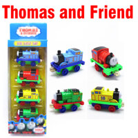Bộ 4 xe ô hình tàu hỏa thomas mini bằng sắt xe đồ chơi trẻ em