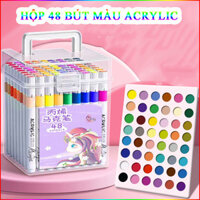 Bộ 48 Bút Màu Dạ Marker Acrylic Chống Nước Kèm Hộp Đựng Bằng Nhựa 16.5X10Cm