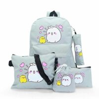 Bộ 5 Balo Thời Trang Canvas, Túi Đeo Chéo Nam Nữ kèm Ví Cầm Tay