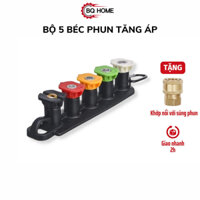 Bộ 5 béc phun tăng áp PK038 các góc khác nhau gắn vòi xịt máy rửa xe  - Tặng kèm khớp nối đồng