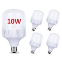 Bộ 5 bóng đèn led bulb trụ 10w đuôi E27 ánh sáng trắng, vàng