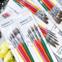 Bộ 5 bút cọ vẽ màu nước,acrylic lông tự nhiên sunway AL15,AL16