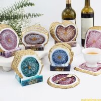Bộ 5 Cái Tốt Nhất Viền Không Đều Coaster Khuôn Silicon Tròn Lớn Khay Nhựa Hình Bầu Dục Khuôn