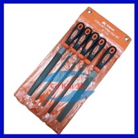 Bộ 5 cây dũa mài kim loại hình tròn, bán nguyệt, tam giác, vuông, dẹt đa năng hãng KAPUSI 200mm