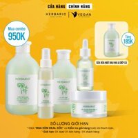 Bộ 5 Chăm Soc Da Rau má và Diếp cá Herbario Nước tẩy trang 300ml  Sữa rửa măt 200ml  Xịt khoáng 100ml Mặt nạ 30mlTinh chất 30ml