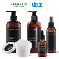 Bộ 5 chăm sóc tóc bồ kết &amp; vỏ bưởi herbario Dầu gội 300ml  Kem ủ tóc 200ml  Dầu xả 300ml  Serum 30ml  Xịt dưỡng 100ml