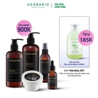 Bộ 5 chăm sóc tóc bồ kết và vỏ bưởi herbario: Dầu gội + Dầu xả + Xịt dưỡng + Serum + Kem ủ tóc