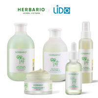 Bộ 5 cho da dầu, mụn từ rau má &amp; diếp cá Herbario Nước tẩy trang 300ml  Sữa rửa mặt 200ml  Xịt khoáng 100ml  Serum 30ml  Mặt nạ 30ml