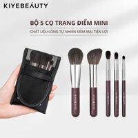 Bộ 5 Cọ Trang Điểm Mini KIYE Lông Tự Nhiên Mềm Mại Tiện Lợi Kèm Túi Đựng