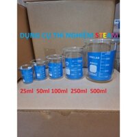 bộ 5 cốc thủy tinh, 5 cốc đo lường cốc pha trộn chia vạch ml có mỏ  thí nghiệm 10ml 25ml 50ml 100ml 250ml 500ML