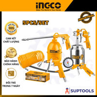 Bộ 5 công cụ dùng khí INGCO AKT0051-3 Gồm dây hơi, súng phun sơn, châm nhớt, thổi khí, bơm hơi (Hàng chính hãng)