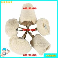 Bộ 5 đầu phớt lông cừu đánh bóng ô tô xe máy inox gắn cho máy khoan QE082