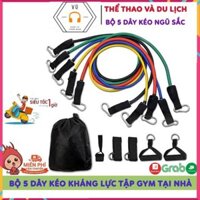Bộ 5 Dây Ngũ Sắc Đàn Hồi Tập Gym Tại Nhà, Bộ Dụng Cụ Tập Body Hoàn Hảo