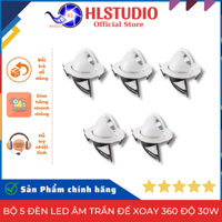 Bộ 5 Đèn Led Âm Trần Đế Xoay 360 Độ 30W, Đèn Soi Tranh, Trang Trí Shop HL Studio