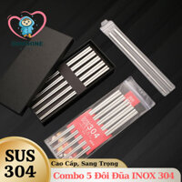 Bộ 5 Đôi Đũa Ăn Cơm Chất Liệu INOX 304 Cao Cấp Sang Trọng, Nhiều Họa Tiết Lựa Chọn