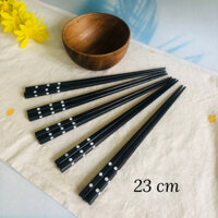 [BỘ 5 ĐÔI] Đũa Gỗ Mun 23 cm, Cán Khảm Chấm Tròn, Đũa Ăn Cơm, Xào Nấu An Toàn Cho Sức Khỏe Của Craft Closet