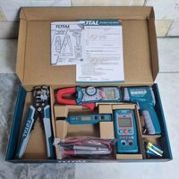 Bộ 5 dụng cụ (kìm tuốt dây có dò điện, ampe kìm, đồng hồ đo, bút thử điện, nhiệt kế hồng ngoại) TOTAL TOS23026