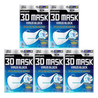 Bộ 5 Gói Khẩu Trang Ngăn Virút Unicharm 3D Mask Virus Block 5 Cái  Gói