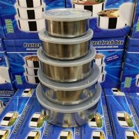 Bộ 5 hộp cơm / thố đựng cơm inox nắp nhựa - Vỏ Xanh Dương