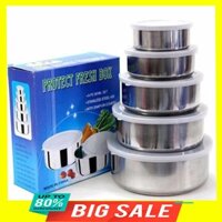 Bộ 5 hộp đựng thức ăn inox có nắp