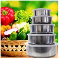 bộ 5 hộp đựng thức ăn inox có nắp