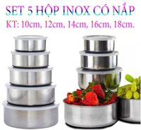 Bộ 5 hộp Inox tròn có nắp