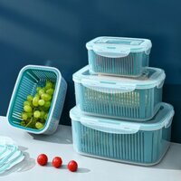 Bộ 5 hộp nhựa + 5 rỗ nhựa đựng thực phẩm có nắp đậy đa năng - 15 chi tiết - MÀU XANH NGỌC