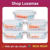 Bộ 5 Hộp Thủy Tinh Chịu Nhiệt Nắp Gài Hình Chữ Nhật Glass Happy Cook HCG-037R*5 (370ml / Hộp) DTK1347655 - Shop LuxaMax - Set of 5 Heat Resistant Glass Boxes Rectangle Glass Happy Cook HCG-037R * 5 (370ml / box)