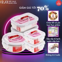 Bộ 5 Hộp Thủy Tinh Trữ Thực Phẩm Chịu Nhiệt 1 Tròn 950ml 2 Chữ Nhật 640ml 2 Vuông 320ml COBA'COOK-CCR9L6S35