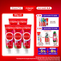 Bộ 5 Kem Đánh Răng Colgate trắng răng Optic White hương đào từ enzyme tự nhiên 80g