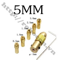 Bộ 5 Kẹp Mũi Khoan 0.5mm Đến 3mm Trục 5mm