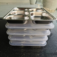 Bộ 5 khay cơm inox có nắp 5 ngăn loại dày KICNMK7