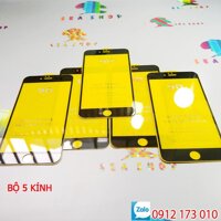 Bộ 5 Kính cường lực các dòng iPhone full màn hình 9D [ĐEN] / Kính cường lực iPhone 6 / 7 / 8 Plus tràn màn hình - Seashop FR