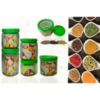 bộ 5 lọ đựng gia vị bằng thủy tinh mẫu mới (HM)