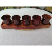 BỘ 5 LY NƯỚC THỜ CÚNG PHẬT ĐẾ KIỂU KHAY GỖ HƯƠNG ( 1.5x24x6 Ly Cao 3.5, Đường Kính 4 ) Nội Thất
