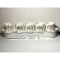 Bộ 5 Ly Nước Thờ Sứ Ngọc Trắng Cao Cấp