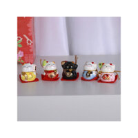 Bộ 5 Mèo Thần Tài Mini Bằng Gốm Sứ Mang Lại May Mắn - Ngũ Phúc Lâm Môn