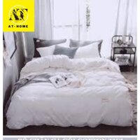 Bộ 5 Món Chăn Ga Gối Cotton Lụa Xuất Nhật 100 Cao Cấp Êm Ái Mềm Mại AT HOME - Trắng - Bộ vỏ chăn 1m8x2mx15