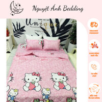 Bộ 5 món chăn hè HELLO KITTY, poly cotton loại 1, mền trần gòn siêu nhẹ 3 lớp - 1 chăn + 1ga + 2 vỏ nằm + 1 vỏ ôm