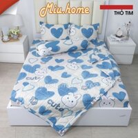 Bộ 5 món Chăn Hè và Ga Gối cotton poly, Drap trải nệm M2 M6 M8 cùng chăn hè trần bông Họa Tiết Dễ Thương - Miu Home